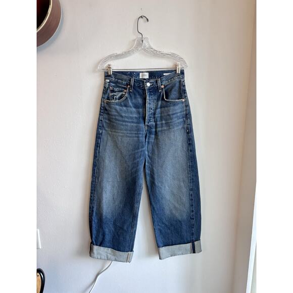 Citizens Of Humanity Ayla Baggy High Rise Wide Leg Jeans Brielle Rolled Hem 26 - Picture 3 of 10